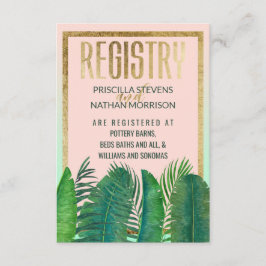Tropical Palm Tree Banana Leaf Gold Gift Registry Begleitkarte