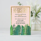 Tropical Palm Tree Banana Leaf Gold Gift Registry Begleitkarte (Stehend Vorderseite)