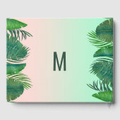 Tropical Palm Tree Banana Leaf Gold Hochzeit Gästebuch (Rückseite)