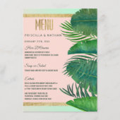 Tropical Palm Tree Banana Leaf Gold Hochzeit Menükarte (Vorderseite)
