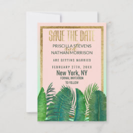 Tropical Palm Tree Banana Leaf Gold Hochzeit Save The Date