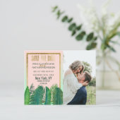 Tropical Palm Tree Banana Leaf Gold Save the Date Postkarte (Stehend Vorderseite)