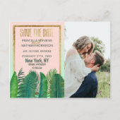 Tropical Palm Tree Banana Leaf Gold Save the Date Postkarte (Vorderseite)