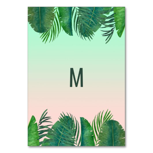 Tropical Palm Tree Banana Leaf Gold Tischnummer (Rückseite)