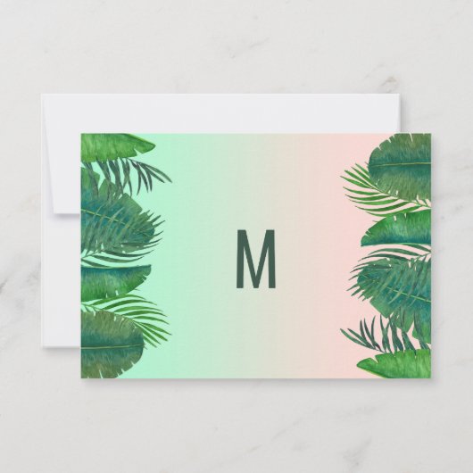 Tropical Palm Tree Banana Leaf Gold Verlobung Ankündigung (Rückseite)