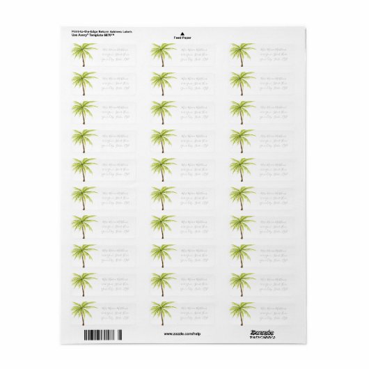 Tropical Palm Tree Beach Address Labels (Vorne)