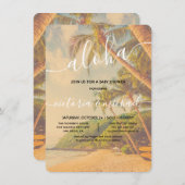 Tropical Palm Tree Beach Aloha Baby Dusche Einladung (Vorne/Hinten)