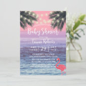 Tropical Palm Tree Beach Baby Dusche Einladung (Stehend Vorderseite)