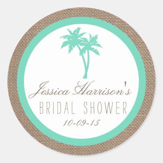 Tropical Palm Tree Beach Brautparty Stickers (Vorderseite)