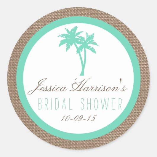 Tropical Palm Tree Beach Brautparty Stickers (Vorderseite)