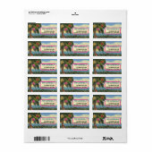 Tropical Palm Tree + Beach Christmas Address Label Adressaufkleber (Vorne)
