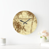 Tropical Palm Tree Beach Etching Uhr Nummer (Zuhause)