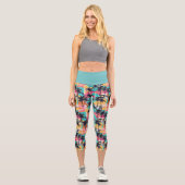 Tropical Palm Tree Beach farbenfroher Sommer Capri Leggings (Vorderseite)
