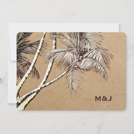 Tropical Palm Tree Beach Foto Hochzeit Save The Date (Rückseite)