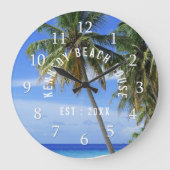 Tropical Palm Tree Beach Große Wanduhr (Vorderseite)