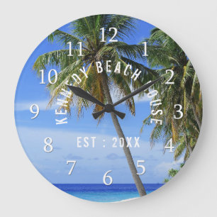 Tropical Palm Tree Beach Große Wanduhr