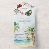 Tropical Palm Tree Beach Hochzeit All In One Einladung (Innen)