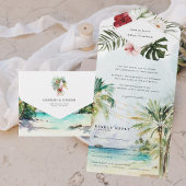 Tropical Palm Tree Beach Hochzeit All In One Einladung