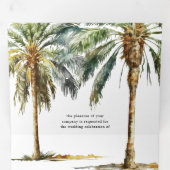 Tropical Palm Tree Beach Hochzeit Dreifach Gefaltete Einladung (Innen Erste Seite)