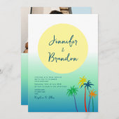 Tropical Palm Tree Beach Hochzeit Einladung (Vorne/Hinten)