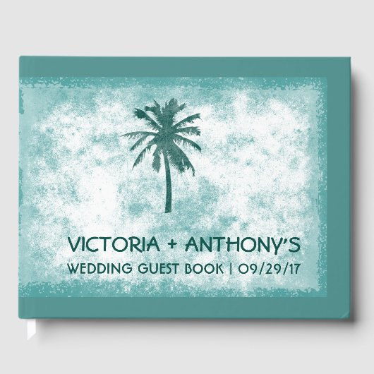 Tropical Palm Tree Beach Hochzeit Gästebuch (Vorderseite)