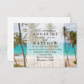 Tropical Palm Tree Beach Hochzeit in Urlaubsort Ca Einladung (Vorne/Hinten)