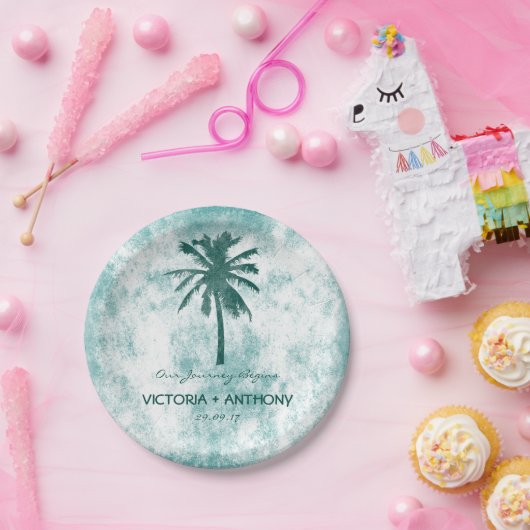 Tropical Palm Tree Beach Hochzeit Pappteller (Party)