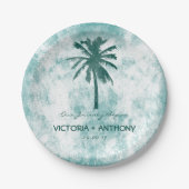Tropical Palm Tree Beach Hochzeit Pappteller (Vorderseite)