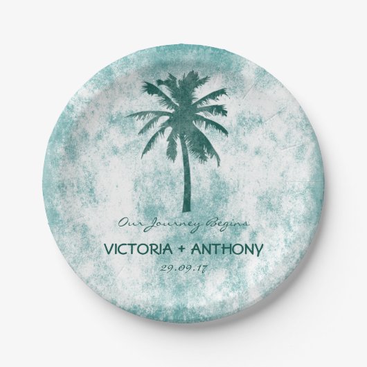 Tropical Palm Tree Beach Hochzeit Pappteller (Vorderseite)