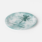 Tropical Palm Tree Beach Hochzeit Pappteller (Schrägansicht)