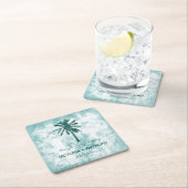 Tropical Palm Tree Beach Hochzeit Rechteckiger Pappuntersetzer (Vor Ort)