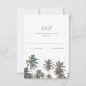 Tropical Palm Tree Beach Hochzeit RSVP Karte (Vorderseite)