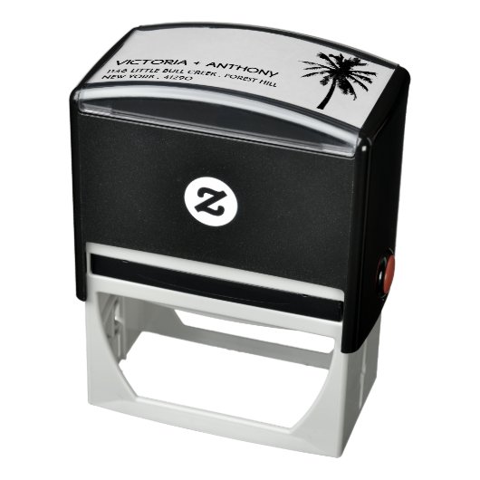 Tropical Palm Tree Beach Hochzeit Rücksendeadresse Permastempel (Produkt)