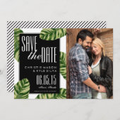 Tropical Palm Tree Beach Hochzeit Save the Date (Vorne/Hinten)