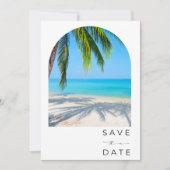 Tropical Palm Tree Beach Hochzeit Save The Date (Vorderseite)