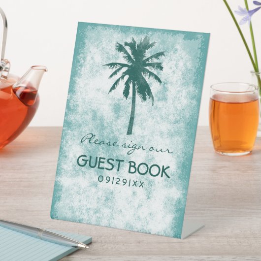 Tropical Palm Tree Beach Hochzeit Sockelschild (In Situ)