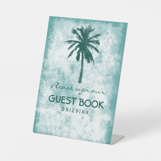 Tropical Palm Tree Beach Hochzeit Sockelschild (Vorderseite)