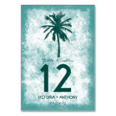 Tropical Palm Tree Beach Hochzeit Tischnummer (Vorderseite)