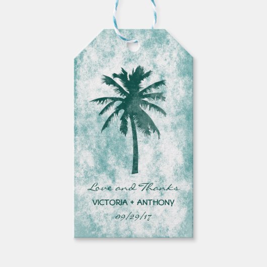 Tropical Palm Tree Beach Hochzeit Vielen Dank Geschenkanhänger (Vorderseite)