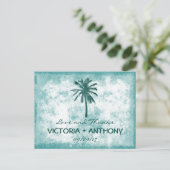 Tropical Palm Tree Beach Hochzeit Vielen Dank Postkarte (Stehend Vorderseite)
