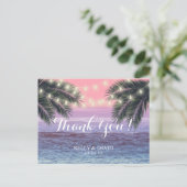 Tropical Palm Tree Beach Hochzeit Vielen Dank Postkarte (Stehend Vorderseite)