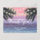Tropical Palm Tree Beach Hochzeit Vielen Dank Postkarte (Vorderseite)