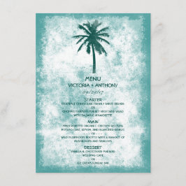 Tropical Palm Tree Beach Hochzeitsmenü Menükarte