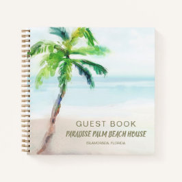 Tropical Palm Tree Beach House Gästebuch Notizblock