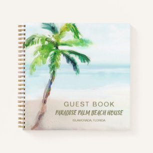 Tropical Palm Tree Beach House Gästebuch Notizblock