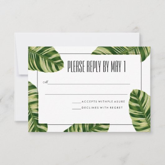 Tropical Palm Tree Beach RSVP Card Karte (Vorderseite)