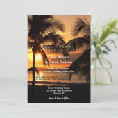 Tropical Palm Tree Beach Sonnenuntergang Einladung (Stehend Vorderseite)