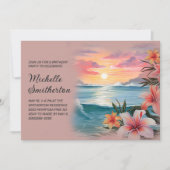 Tropical Palm Tree Beach Sunset Birthday Einladung (Vorderseite)