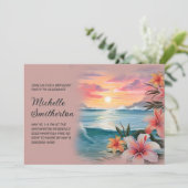 Tropical Palm Tree Beach Sunset Birthday Einladung (Stehend Vorderseite)