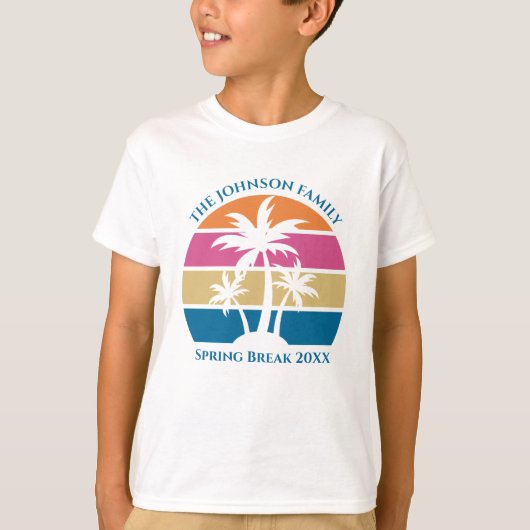 Tropical Palm Tree Beach Trip Sunset Custom Kids T-Shirt (Vorderseite)